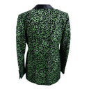 Neon Green And Grey Animal Fur Print Suit Jacket