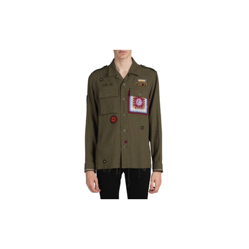 Amiri Crochet & Patch Military Shirt - Green