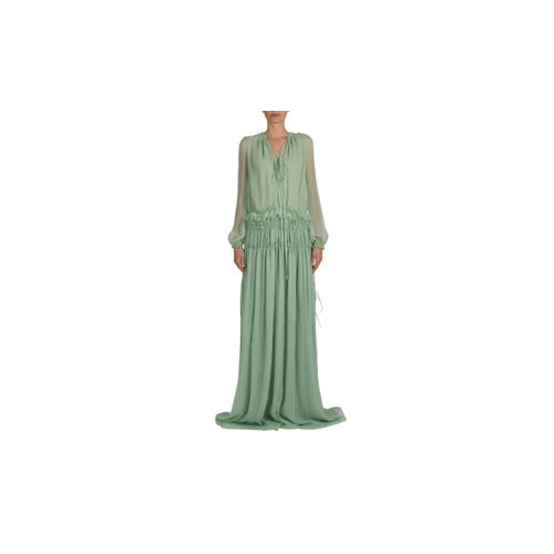 Amiri Crinkle Chiffon Maxi Dress - Green