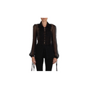 Amiri Crinkle Chiffon Tuxedo Shirt - Black
