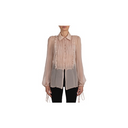 Amiri Crinkle Chiffon Tuxedo Shirt - Nude