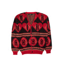 Black And Red Mohair Logo Heart Cardigan