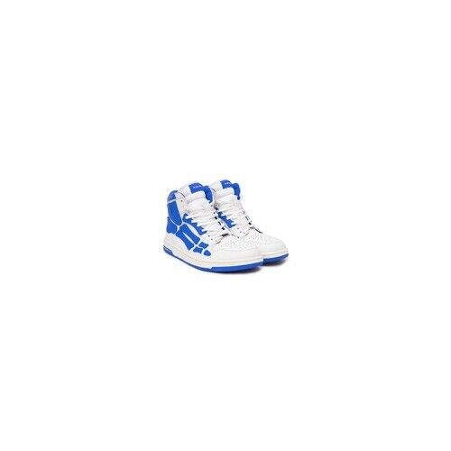 White And Blue Skeleton High Top Sneakers