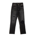 Amiri Crop Straight Lthr Denim Pants - Black