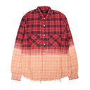 Red Bleached Flannel Button Down Shirt