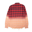 Red Bleached Flannel Button Down Shirt