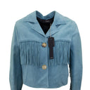 Amiri Cropped Fringe Biker - Blue