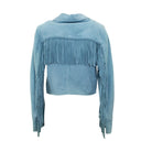 Amiri Cropped Fringe Biker - Blue