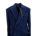 Dark Blue Corduroy Double-Breasted Jacket