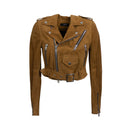 Amiri Cropped Leather Perfecto - Brown