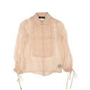 Amiri Crinkle Chiffon Tuxedo Shirt - Nude
