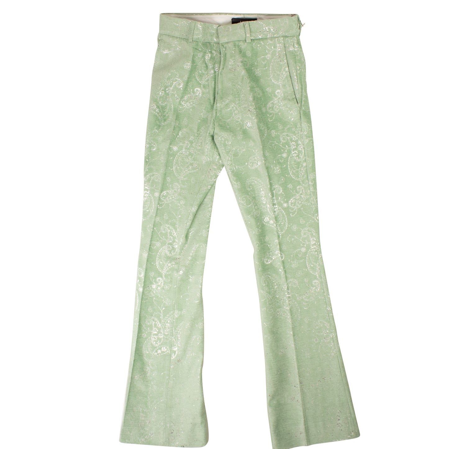 Amiri Paisley Velvet Glitter Flare - Green