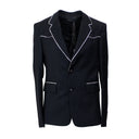Black Crystal Trim Single Breasted Jacket