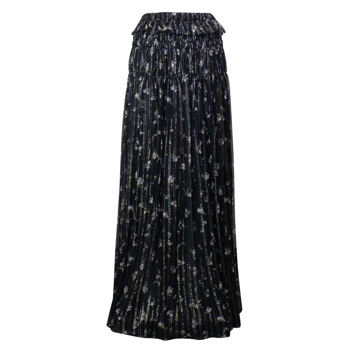 Amiri Floral Chiffon Maxi Skirt - Black