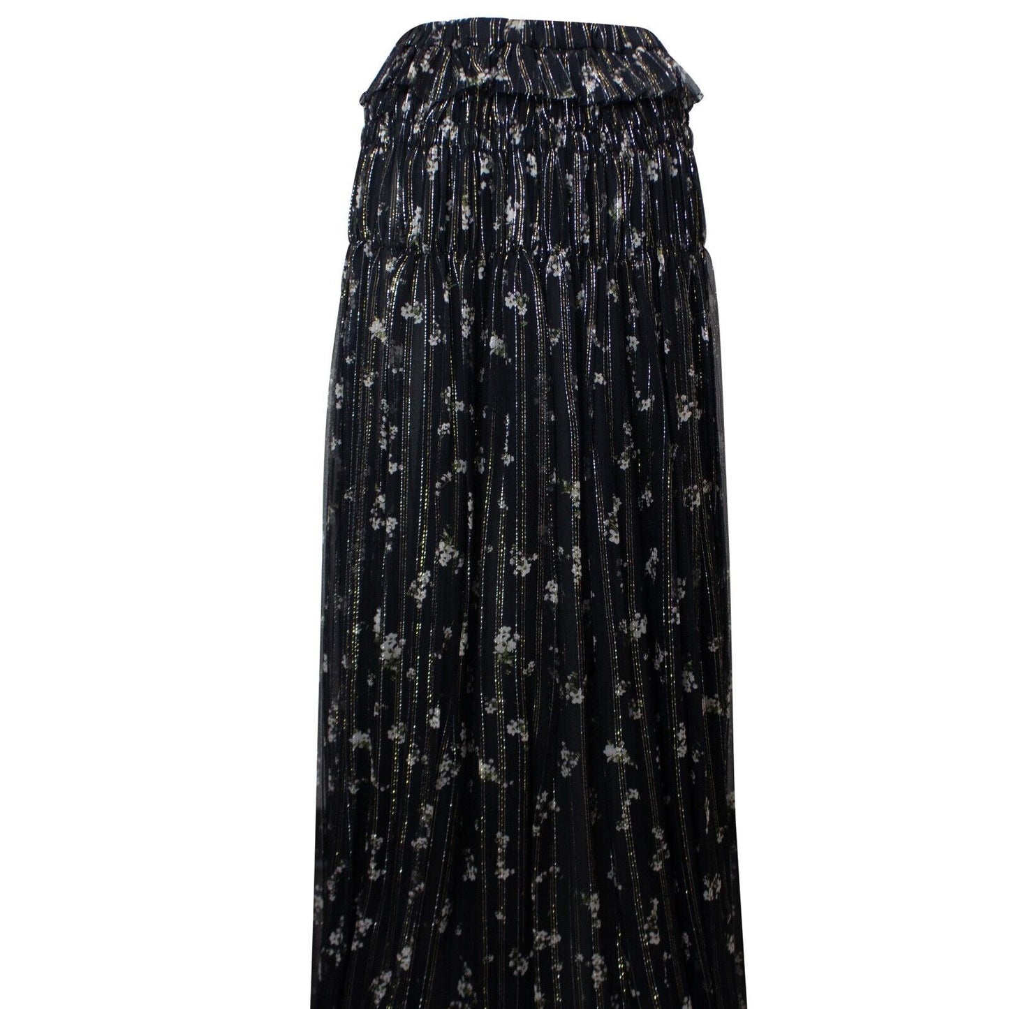 Amiri Floral Chiffon Maxi Skirt - Black