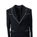 Black Crystal Trim Single Breasted Jacket