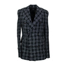 Black And Grey Buckle Double-Breasted Blazer