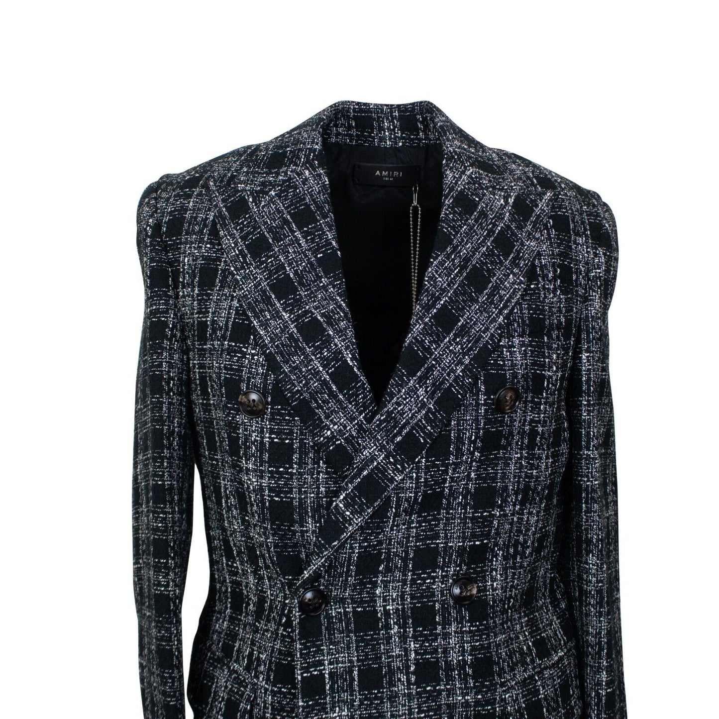 Black And Grey Buckle Double-Breasted Blazer