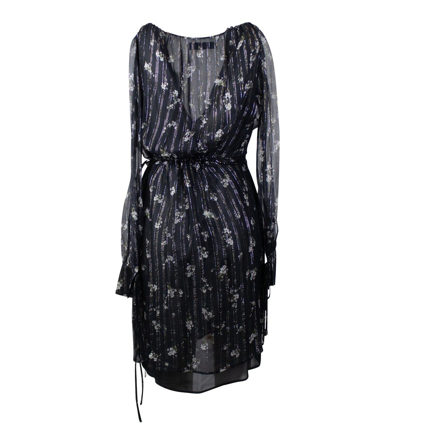 Amiri Floral Print Chiffon Dress - Black