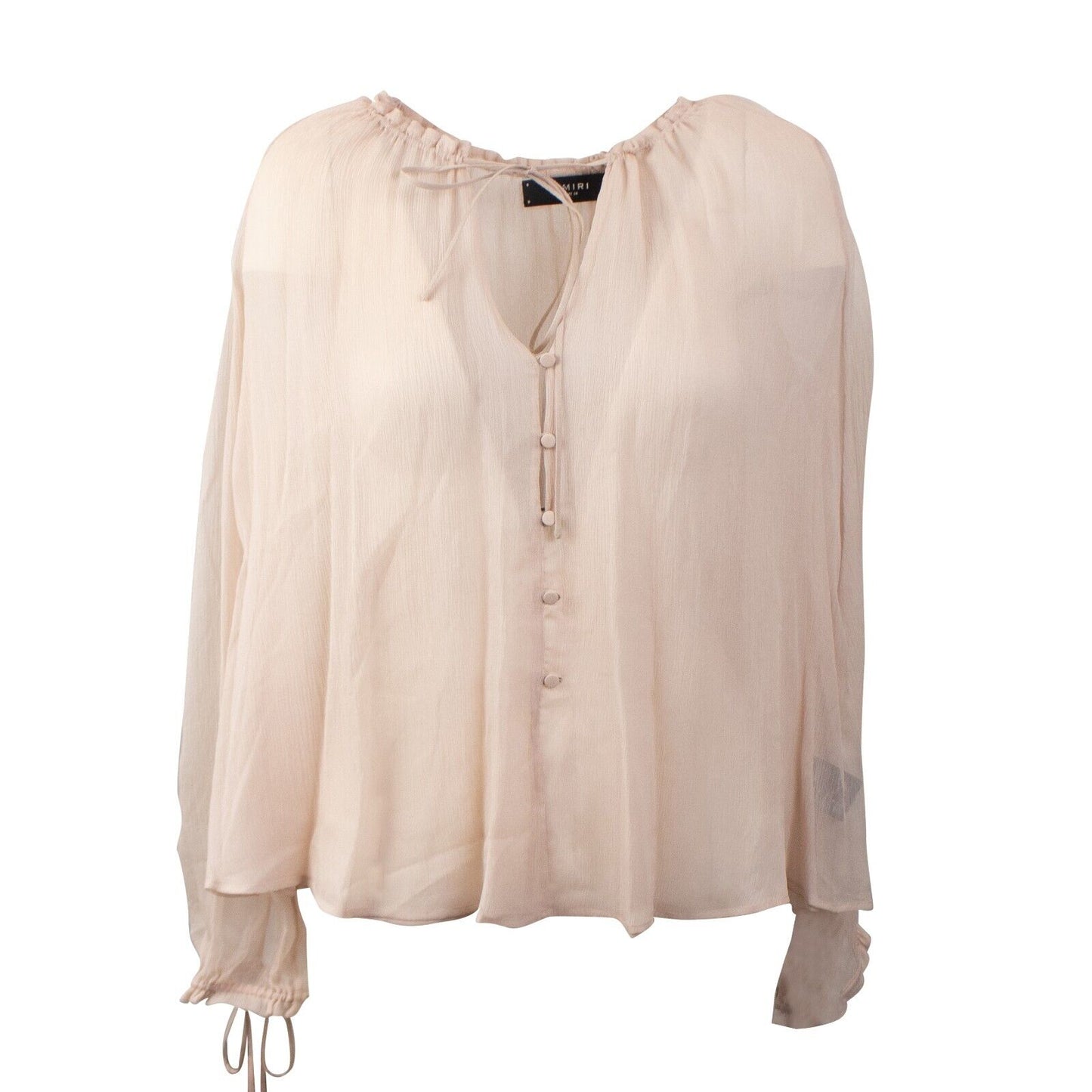 Amiri Crinkle Chiffon Ls Blouse - Nude