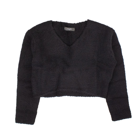 Amiri Cropped Boucle Sweater - Black