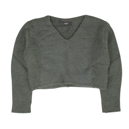 Amiri Cropped Boucle Sweater - Blue
