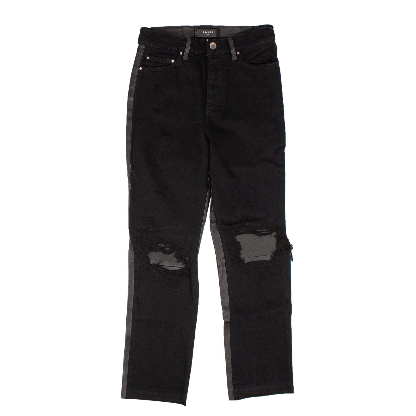 Amiri Cropped Straight Leather/Denim - Black