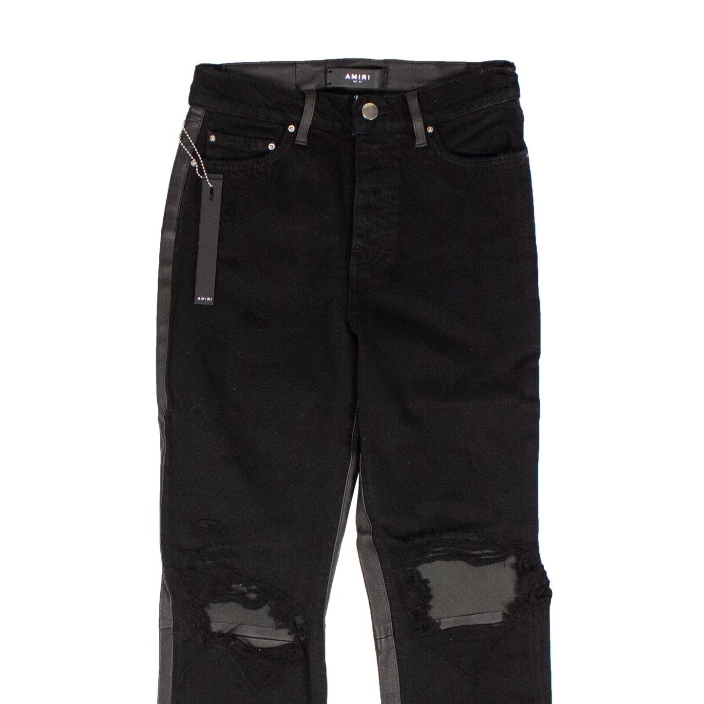 Amiri Cropped Straight Leather/Denim - Black