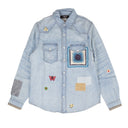 Amiri Crochet And Patch Denim Shirt - Blue