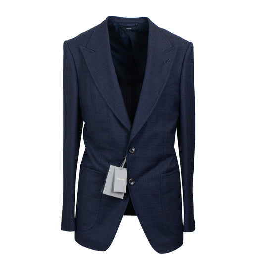 DARK BLUE SHELTON WOVEN PEAK LAPEL WITH WELT POKET