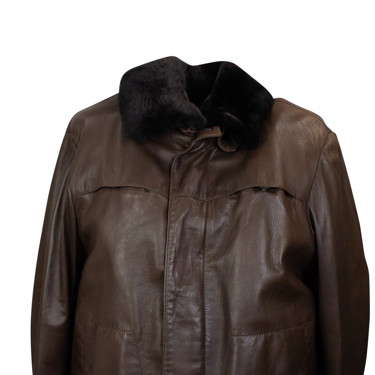 Isaia Flight Jacket With Fur Collar - Brown