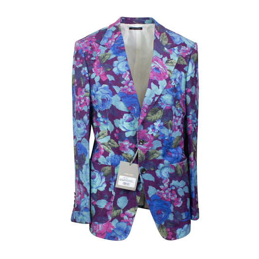 Tom Ford Shelton Floral 2 Button Single Breasted - Purple/ Blue