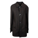 Brioni Button/ Zipper Down Closure With Leather Trim - Dark Brown
