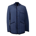 STRAIGHT STICH QUILT WITH RIBBED KNIT COLLAR