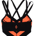 Marcelo Burlon Knit Diagonal Crop Top - Black/Orange