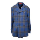 Isaia Plaid Double Breasted Jacket - Blue/Gray
