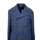 Isaia Plaid Double Breasted Jacket - Blue/Gray