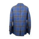 Isaia Plaid Double Breasted Jacket - Blue/Gray