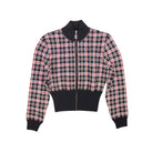 Navy Plaid Knit Track Jacket