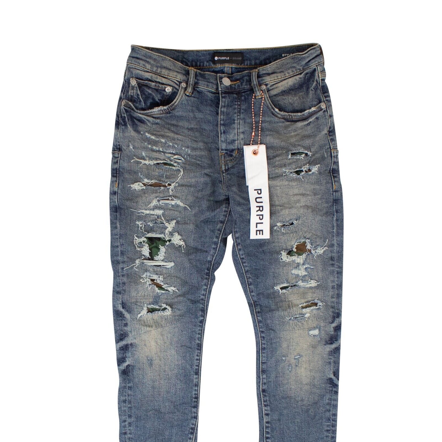 Indigo Mid Camo Repair Jeans