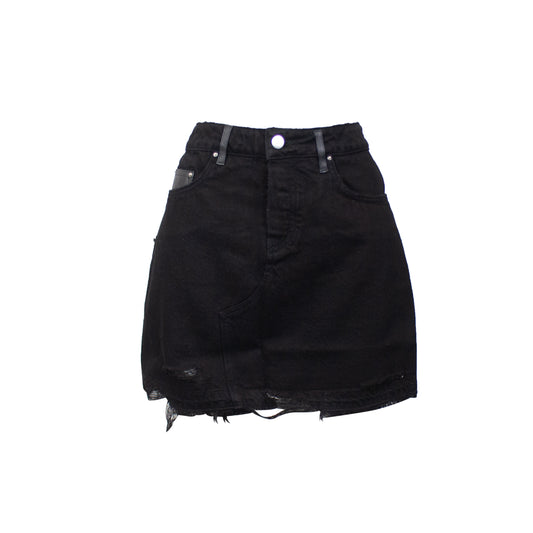 Amiri High Waist Skirt/Leather Back - Black