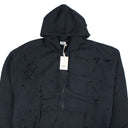 Black Ripped Zip-Up Hoodie