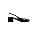 Black And Silver Modellerie Metal Toe Slingback Pumps