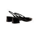 Black And Silver Modellerie Metal Toe Slingback Pumps
