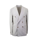 Beige Cotton Pinstripe Double-Breasted Suit
