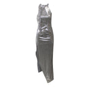 Silver Paillet Split Dress