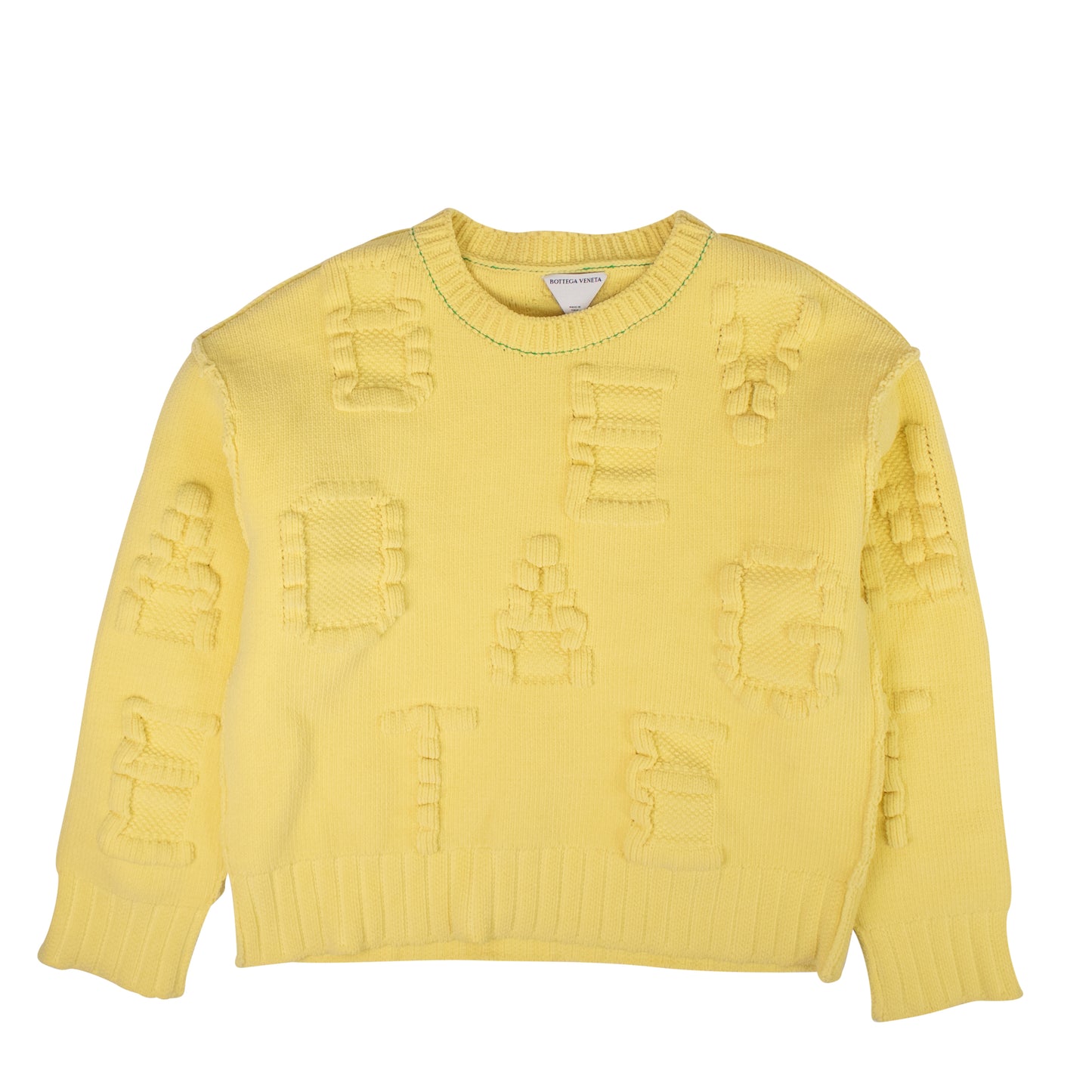 NWT Bottega Veneta Yellow Alphabet Chenile Knit Sweater