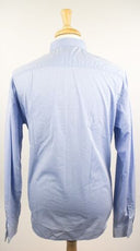 Blue 100% Cotton Long Sleeve Dress Shirt With Pocket Square! 43/17