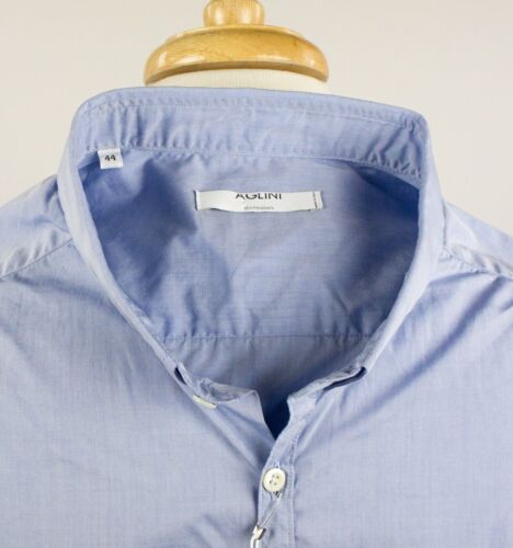 Blue 100% Cotton Long Sleeve Dress Shirt With Pocket Square! 43/17