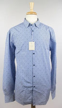 Men's Black Dots On Blue Stripes 100% Cotton Dress Shirt